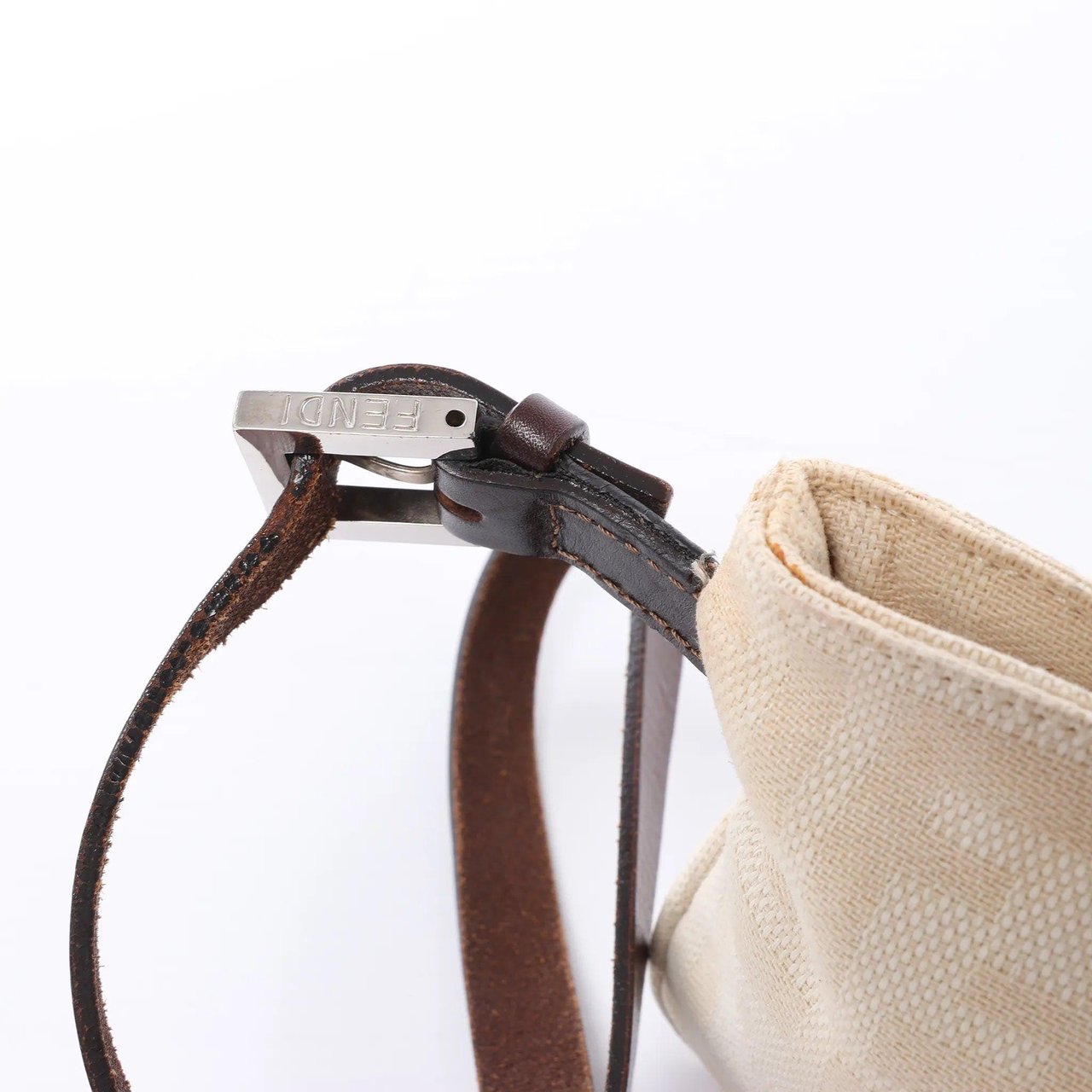 FENDI Baguette ZUCCa Canvas x Leather Shoulder bag in Beige 26685 Beige