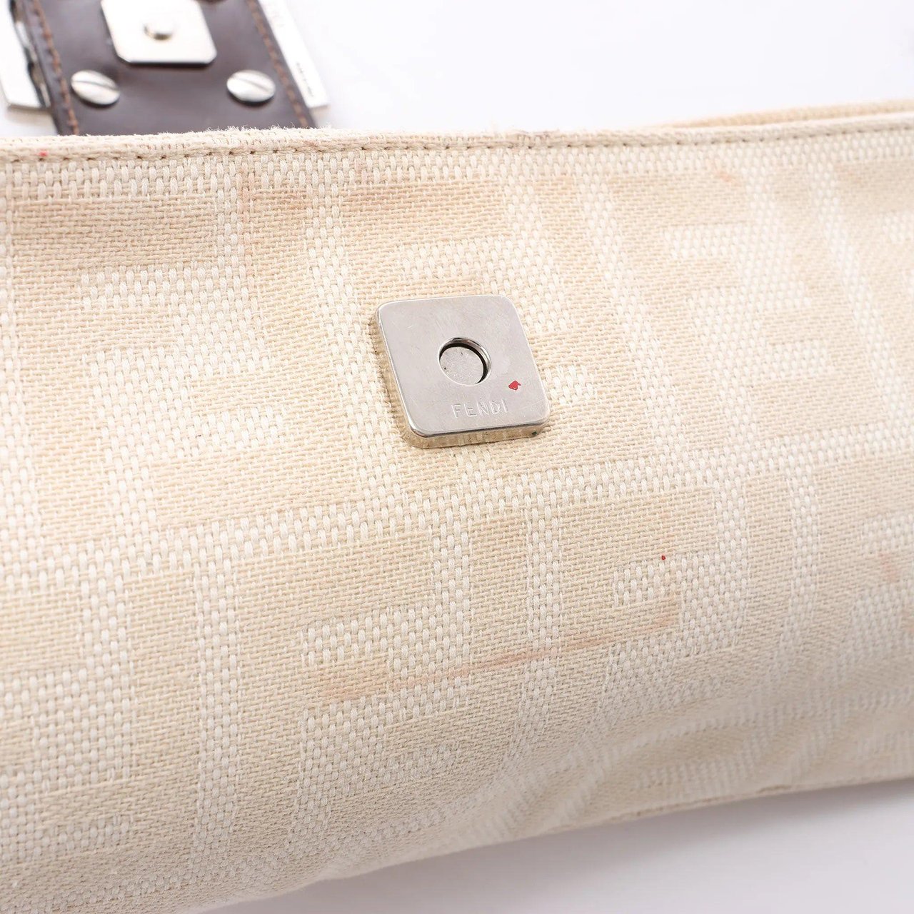FENDI Baguette ZUCCa Canvas x Leather Shoulder bag in Beige 26685 Beige