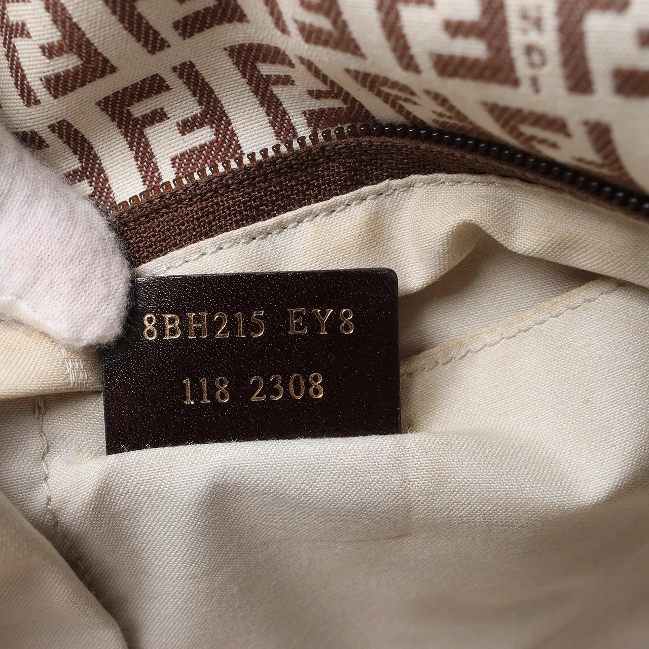 FENDI Zucchino Canvas & Leather Shoulder Bag in Beige 8BH215 Beige