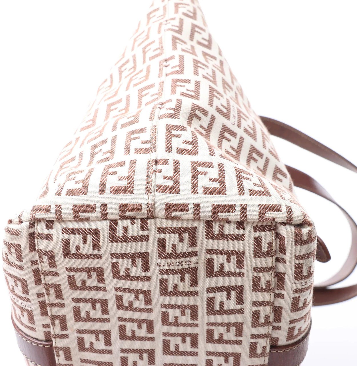 FENDI Zucchino Canvas & Leather Shoulder Bag in Beige 8BH215 Beige