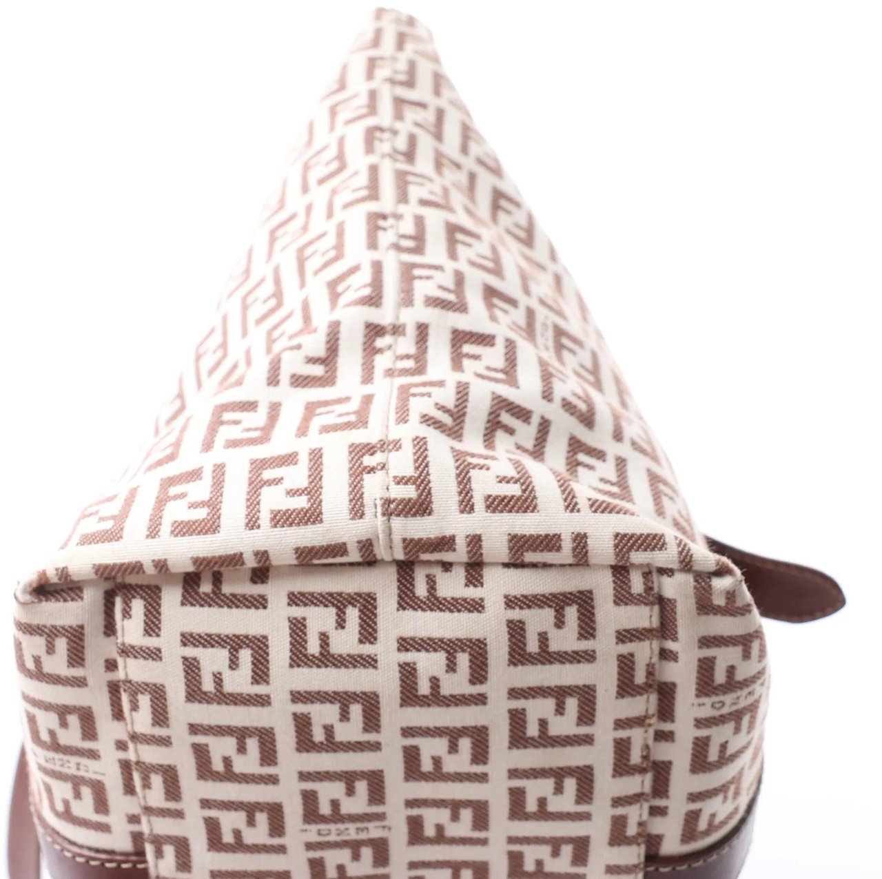 FENDI Zucchino Canvas & Leather Shoulder Bag in Beige 8BH215 Beige