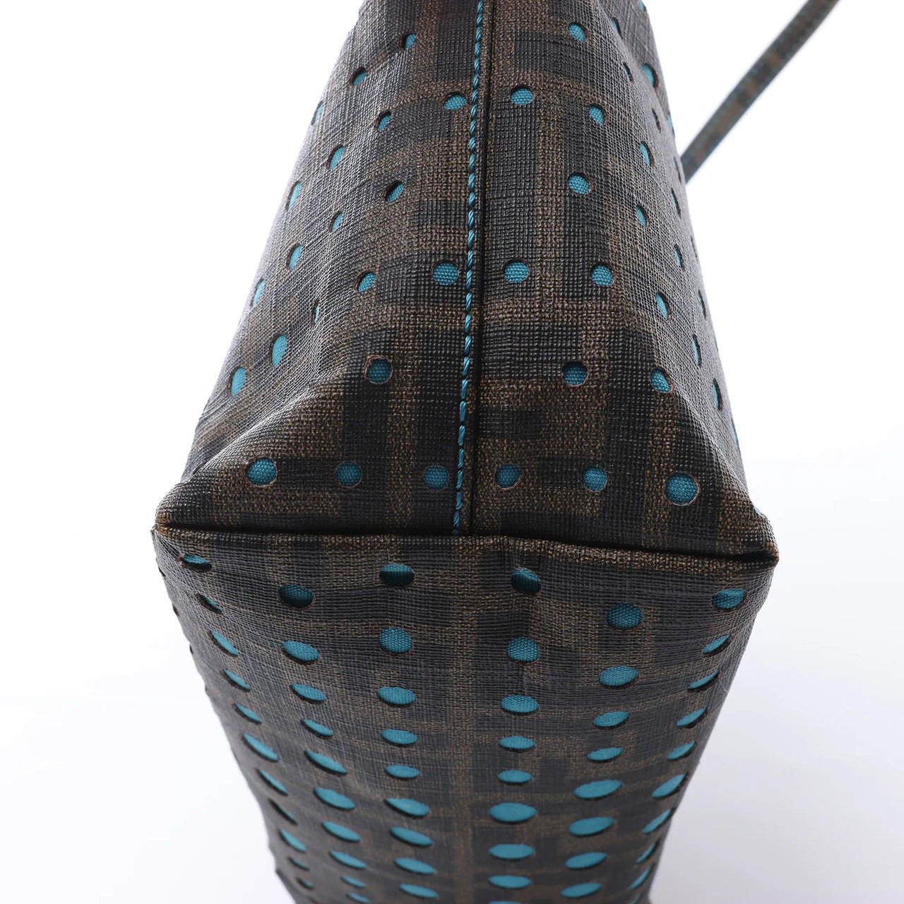 FENDI ZUCCa PVC Shoulder Bag in Brown x Blue 8BH223 Blauw