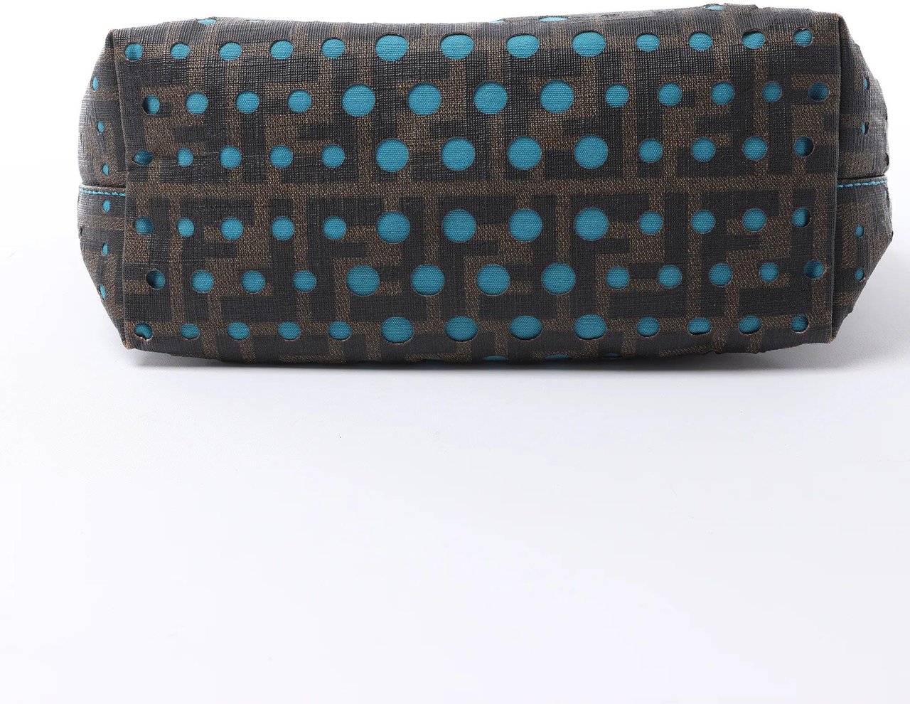 FENDI ZUCCa PVC Shoulder Bag in Brown x Blue 8BH223 Blauw