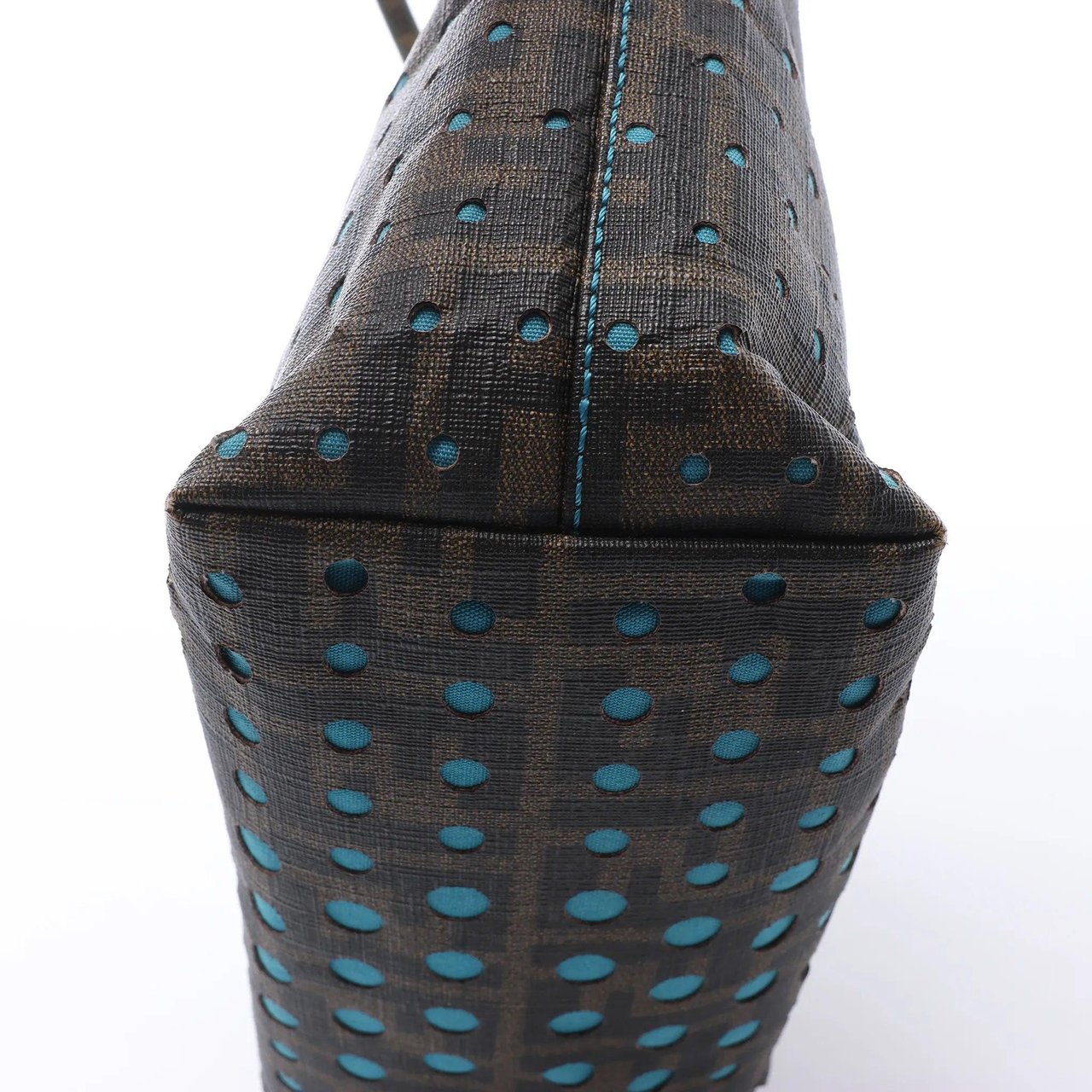 FENDI ZUCCa PVC Shoulder Bag in Brown x Blue 8BH223 Blauw