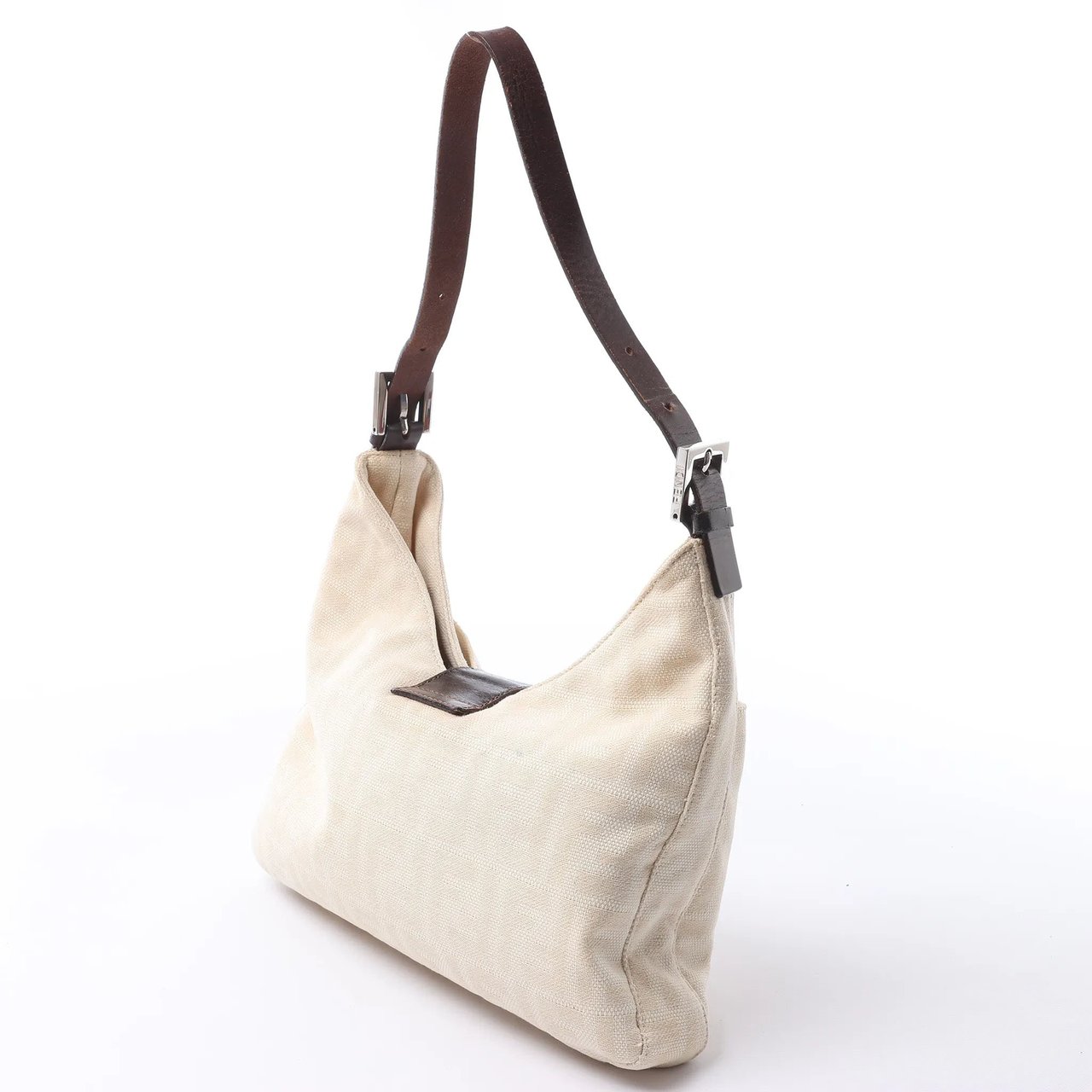 FENDI Mamma Baguette Canvas & Leather Shoulder bag in Beige Beige