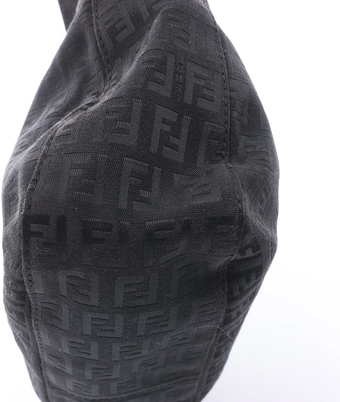 FENDI Mamma Baguette Zucchino Canvas & Leather Shoulder bag in Black 8BR036 Zwart