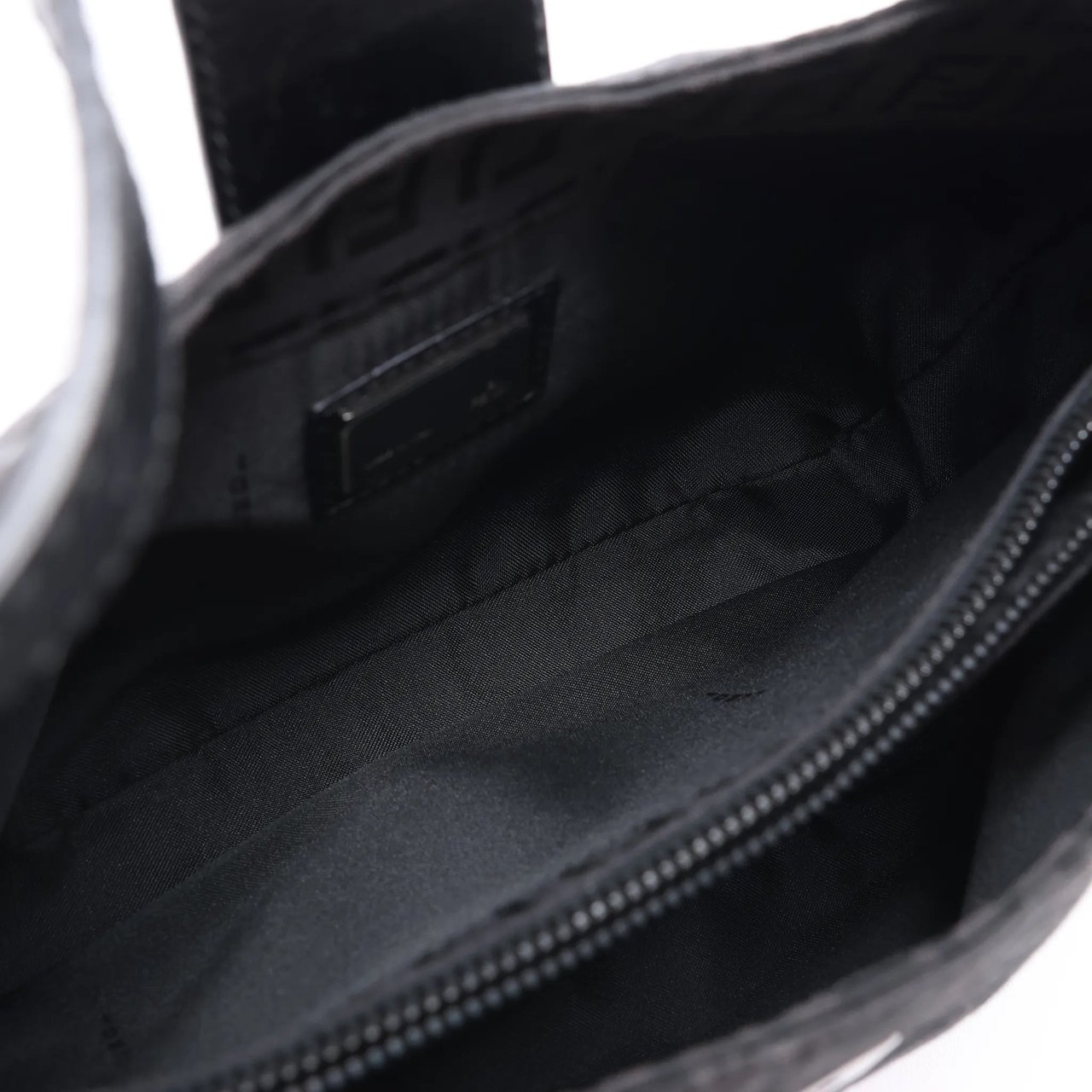 FENDI Mamma Baguette Zucchino Canvas & Leather Shoulder bag in Black 8BR036 Zwart