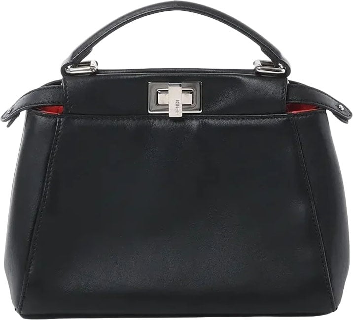 Fendi Peekaboo Mini Leather 2Way Handbag in Black 8BN244 Zwart