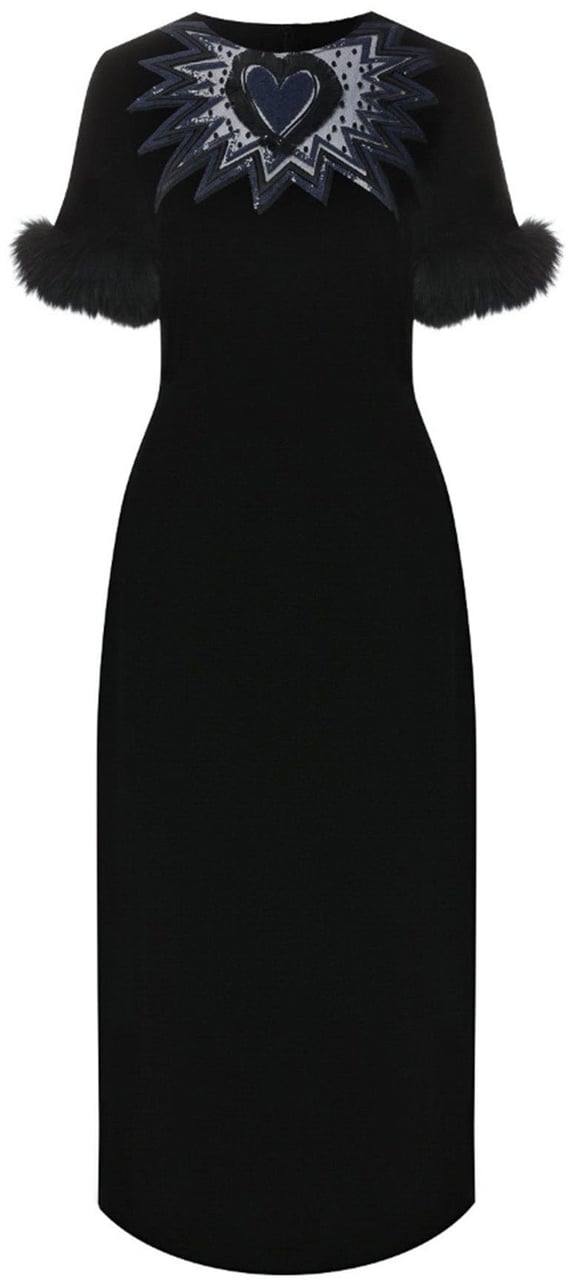 Fendi Fur Trim Velvet Midi Dress Divers