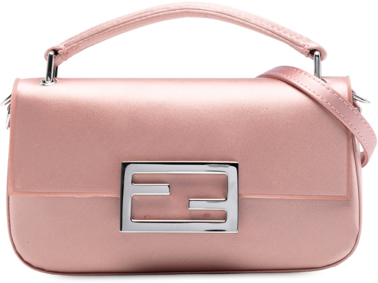 Fendi Silk Baguette Phone Pouch Satchel Roze