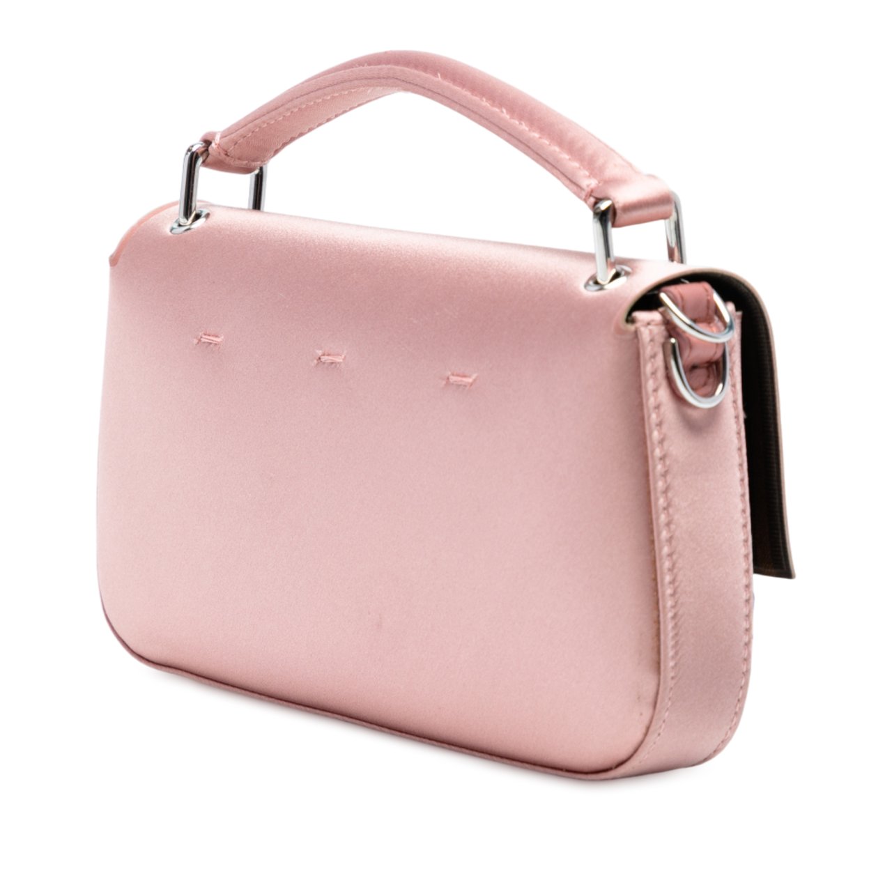 Fendi Silk Baguette Phone Pouch Satchel Roze