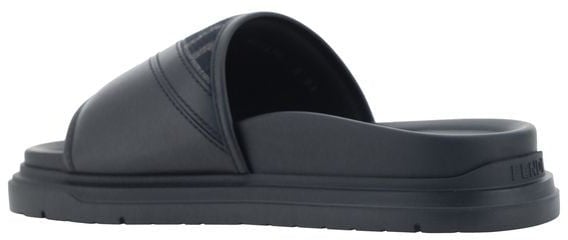 Fendi Gray Fabric Flat Sandals Grijs