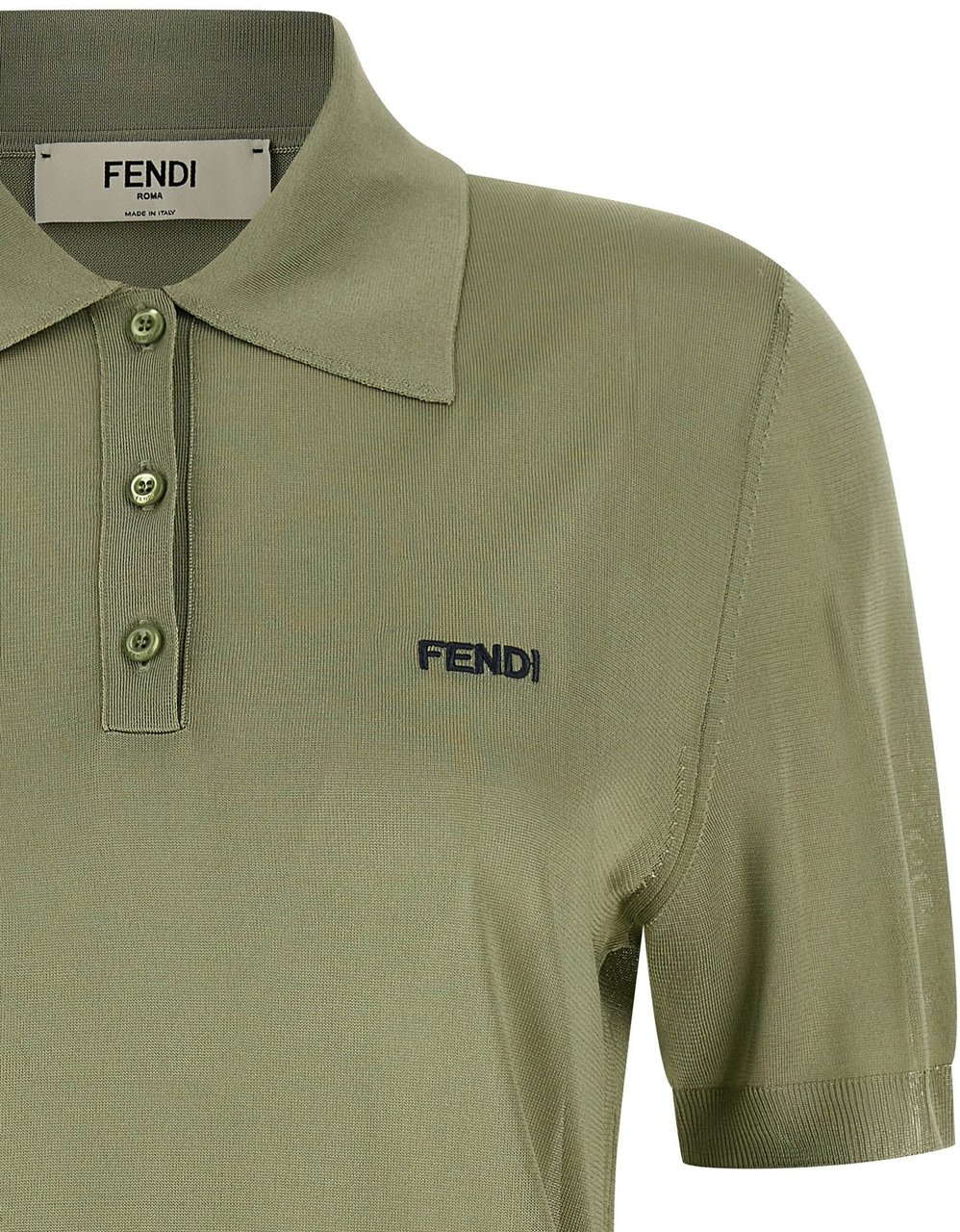 Fendi Bicolor Viscose Polo Shirt Groen