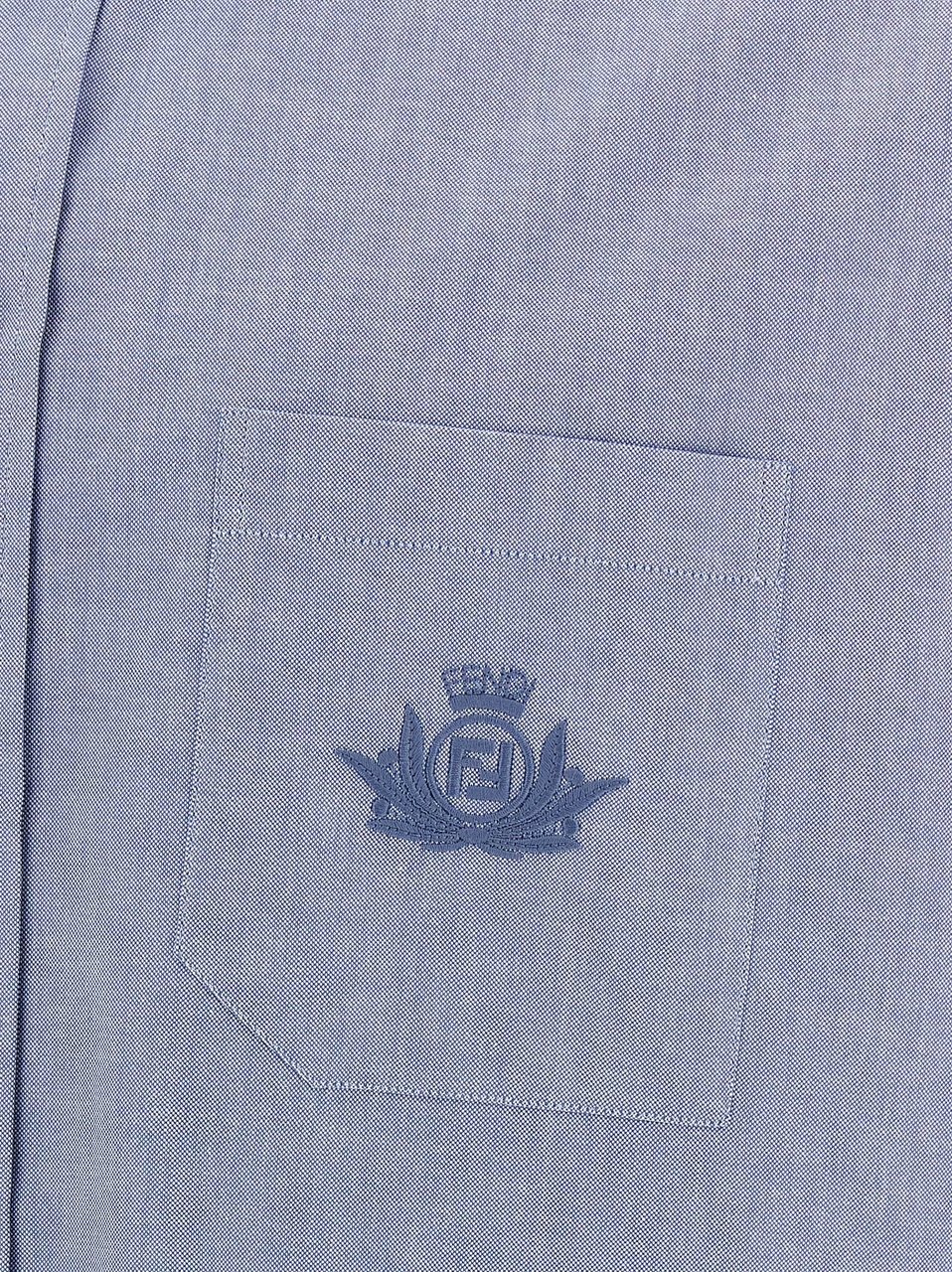Fendi Blue Cotton Blouse Lichtblauw