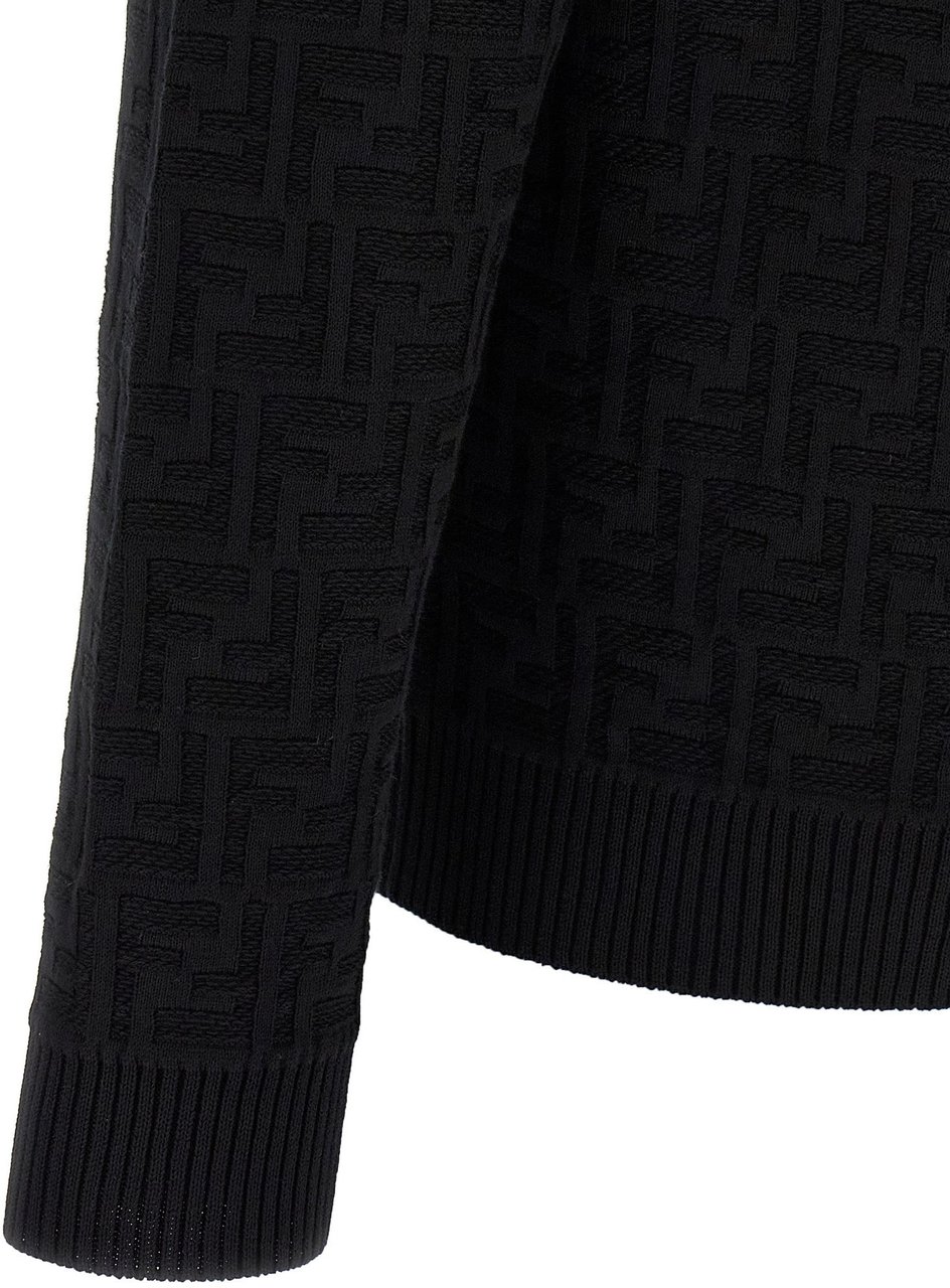 Fendi Black Cotton Cardigan Zwart
