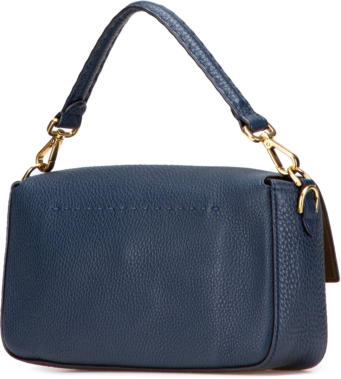 Fendi Leather Selleria Baguette Satchel Blauw