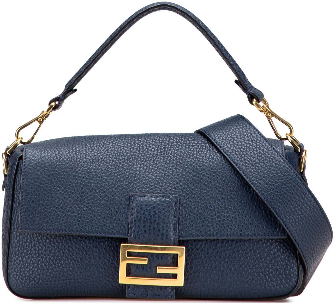 Fendi Leather Selleria Baguette Satchel Blauw