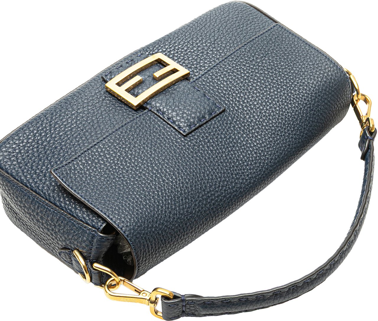 Fendi Leather Selleria Baguette Satchel Blauw