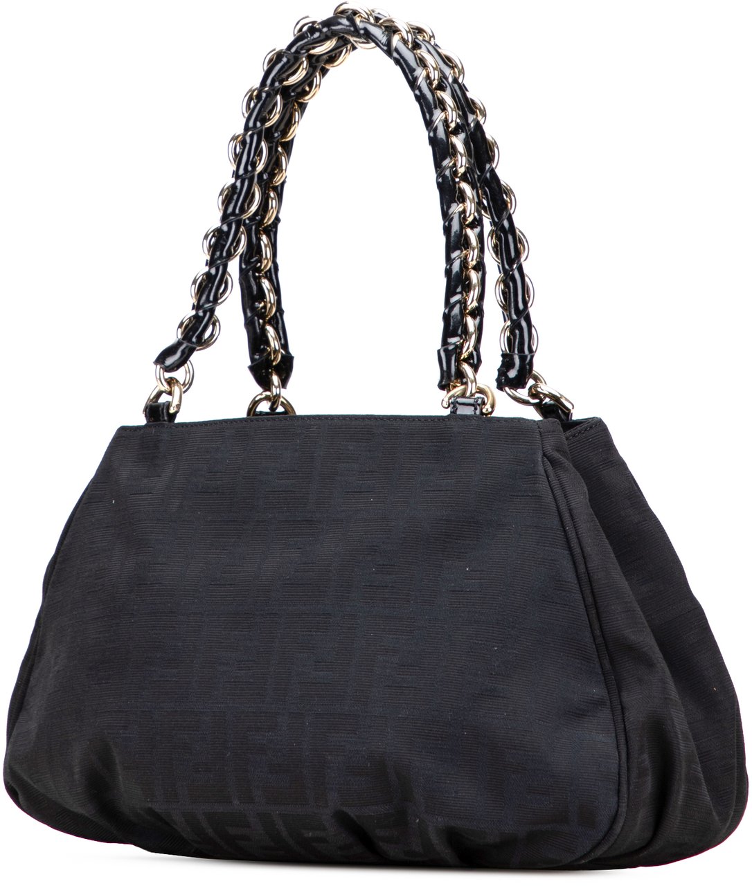 Fendi Small Zucca Canvas Mia Chain Tote Zwart