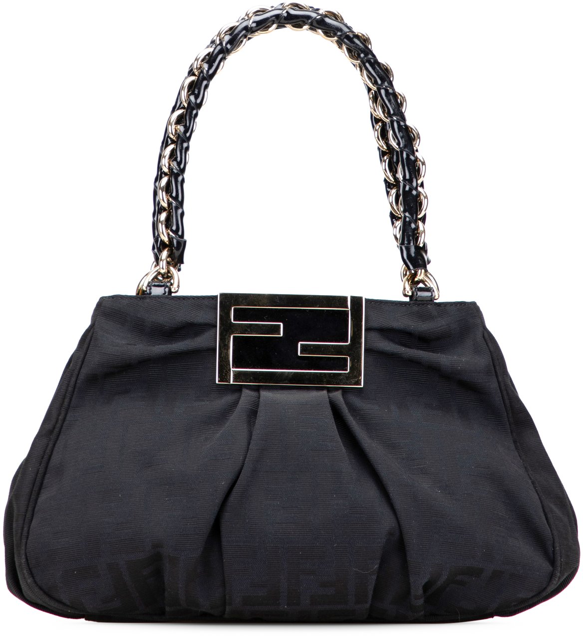 Fendi Small Zucca Canvas Mia Chain Tote Zwart