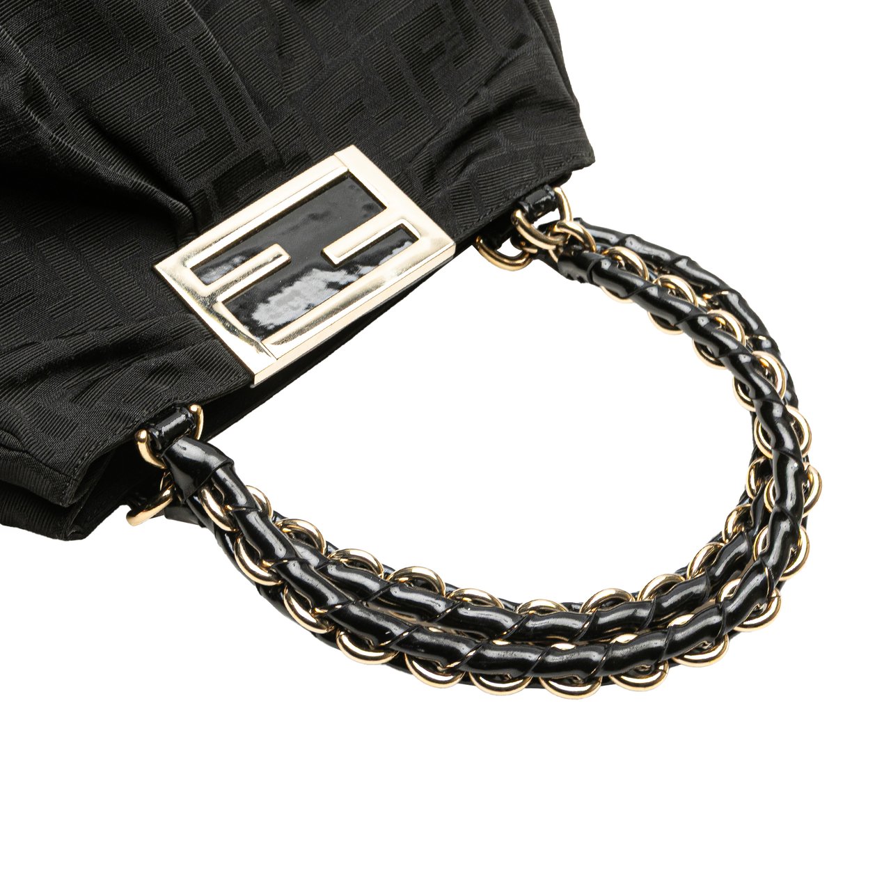 Fendi Small Zucca Canvas Mia Chain Tote Zwart
