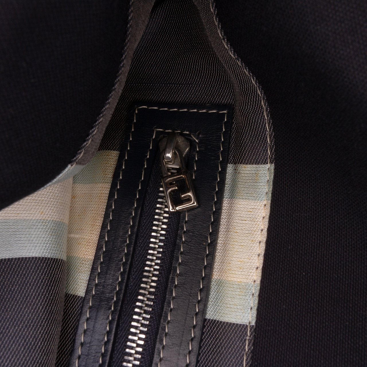 Fendi Canvas FF Marble Double Flap Shoulder Bag Blauw