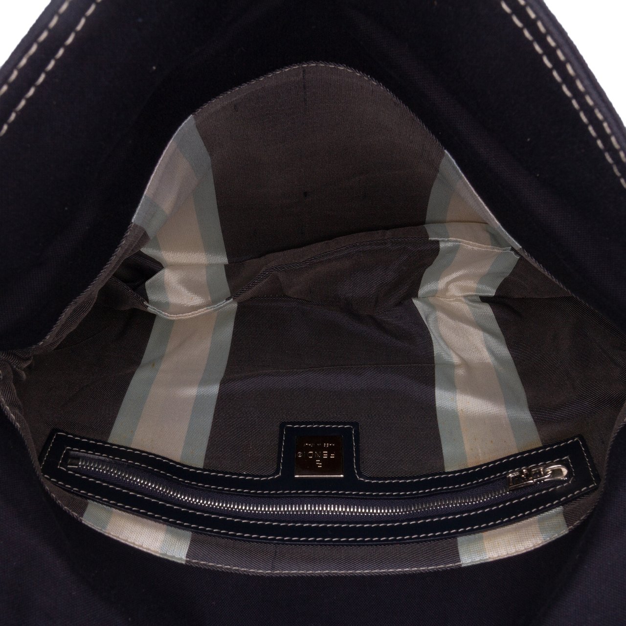 Fendi Canvas FF Marble Double Flap Shoulder Bag Blauw