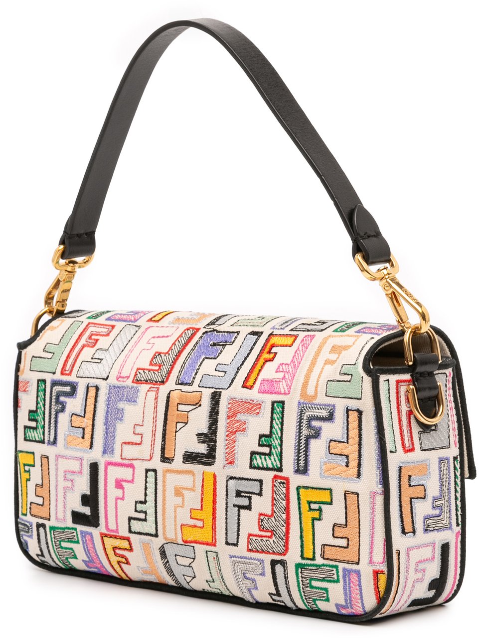 Fendi Chinese Valentines Day Zucca Embroidered Canvas Baguette Satchel Bruin