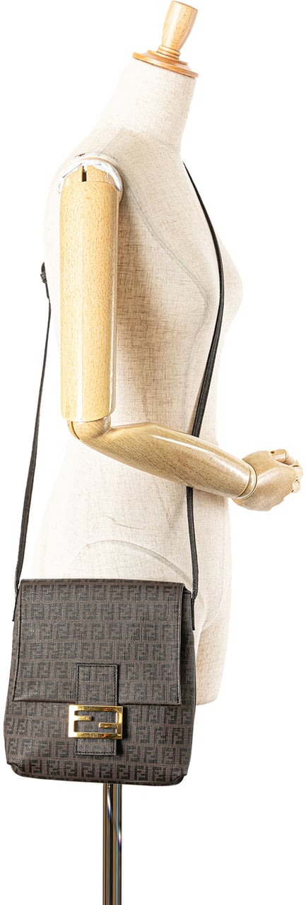 Fendi Zucchino Spalmati Crossbody Bruin
