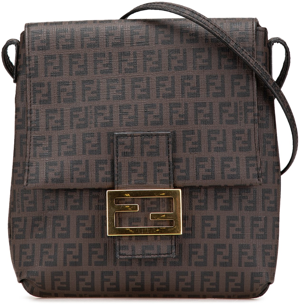 Fendi Zucchino Spalmati Crossbody Bruin
