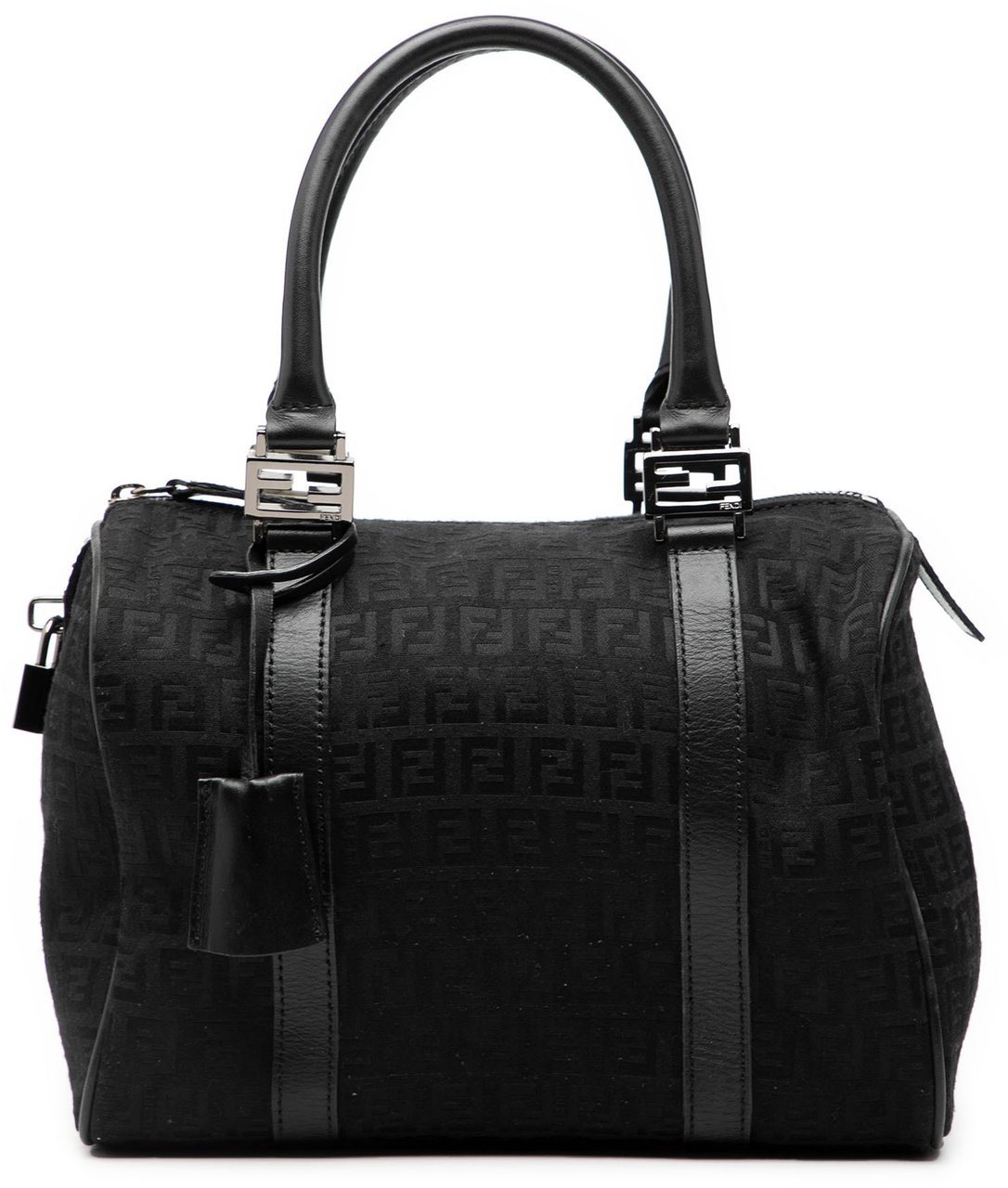 Fendi Zucchino Canvas Boston Bag Zwart