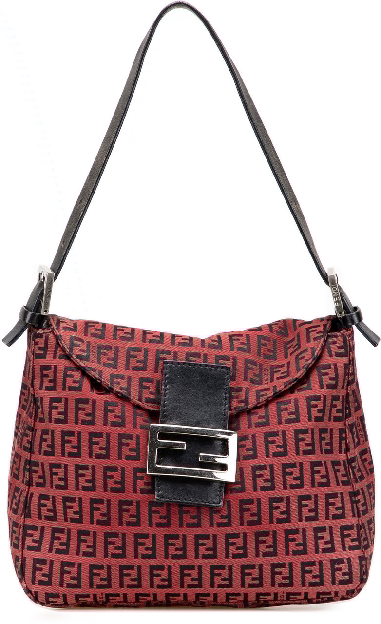 Fendi Zucca Canvas Double Flap Mamma Rood