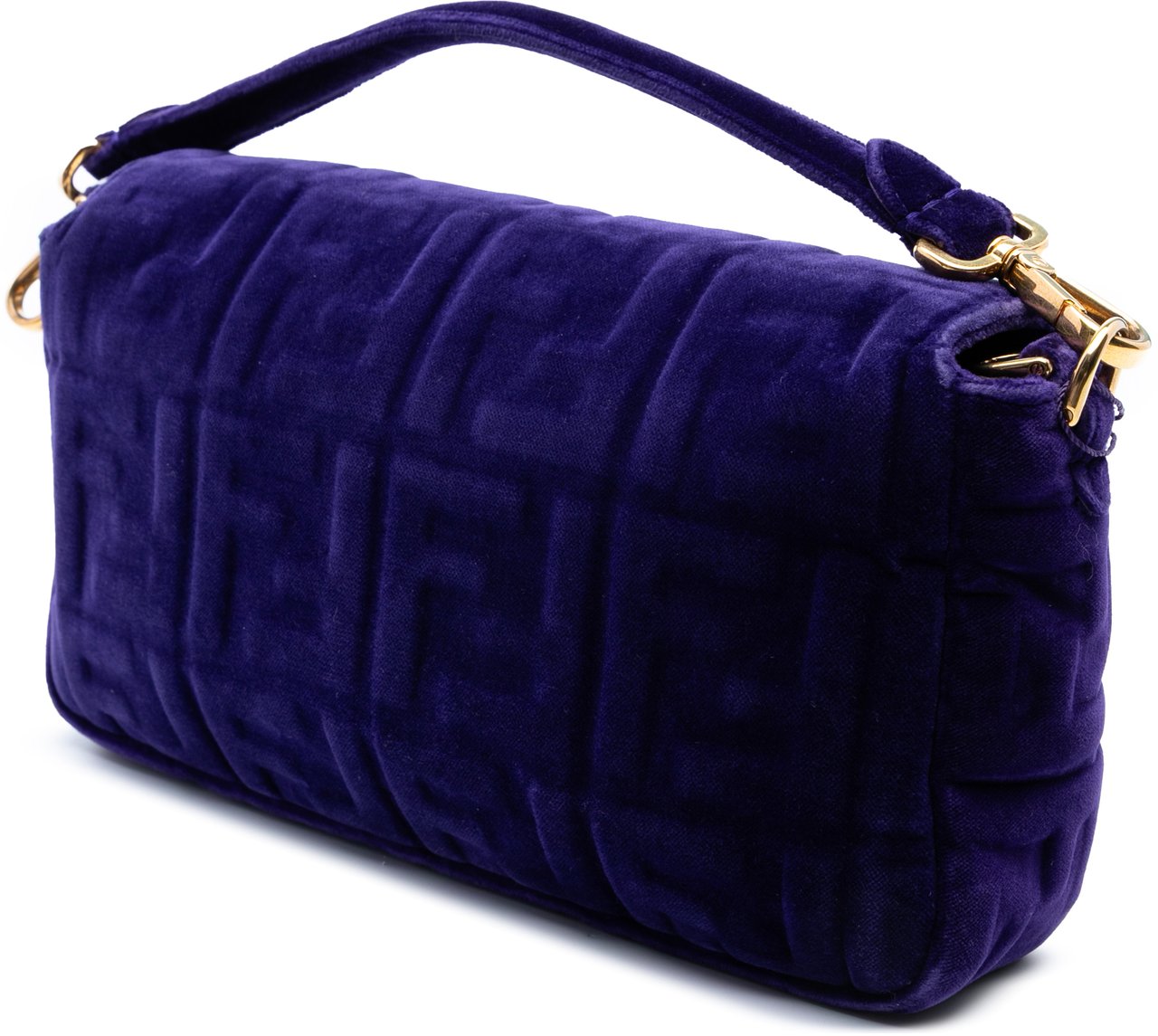 Fendi Zucca Embossed Velvet Baguette Satchel Paars