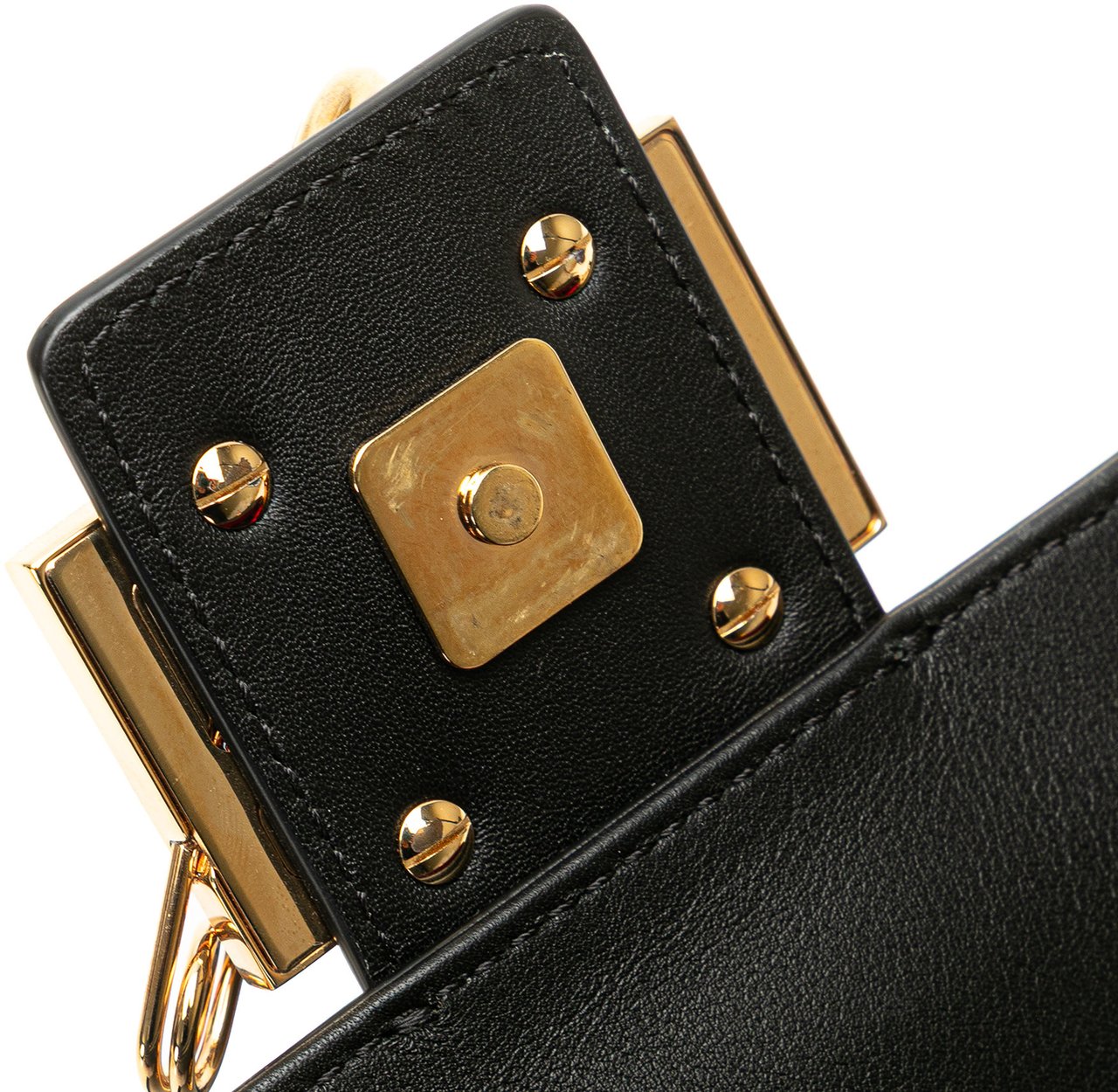 Fendi Versace Vitello Seta Fendace Mini Brooch Baguette Satchel Zwart