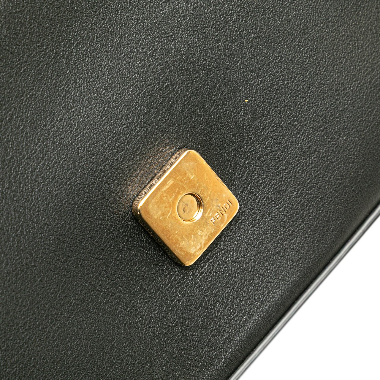 Fendi Versace Vitello Seta Fendace Mini Brooch Baguette Satchel Zwart
