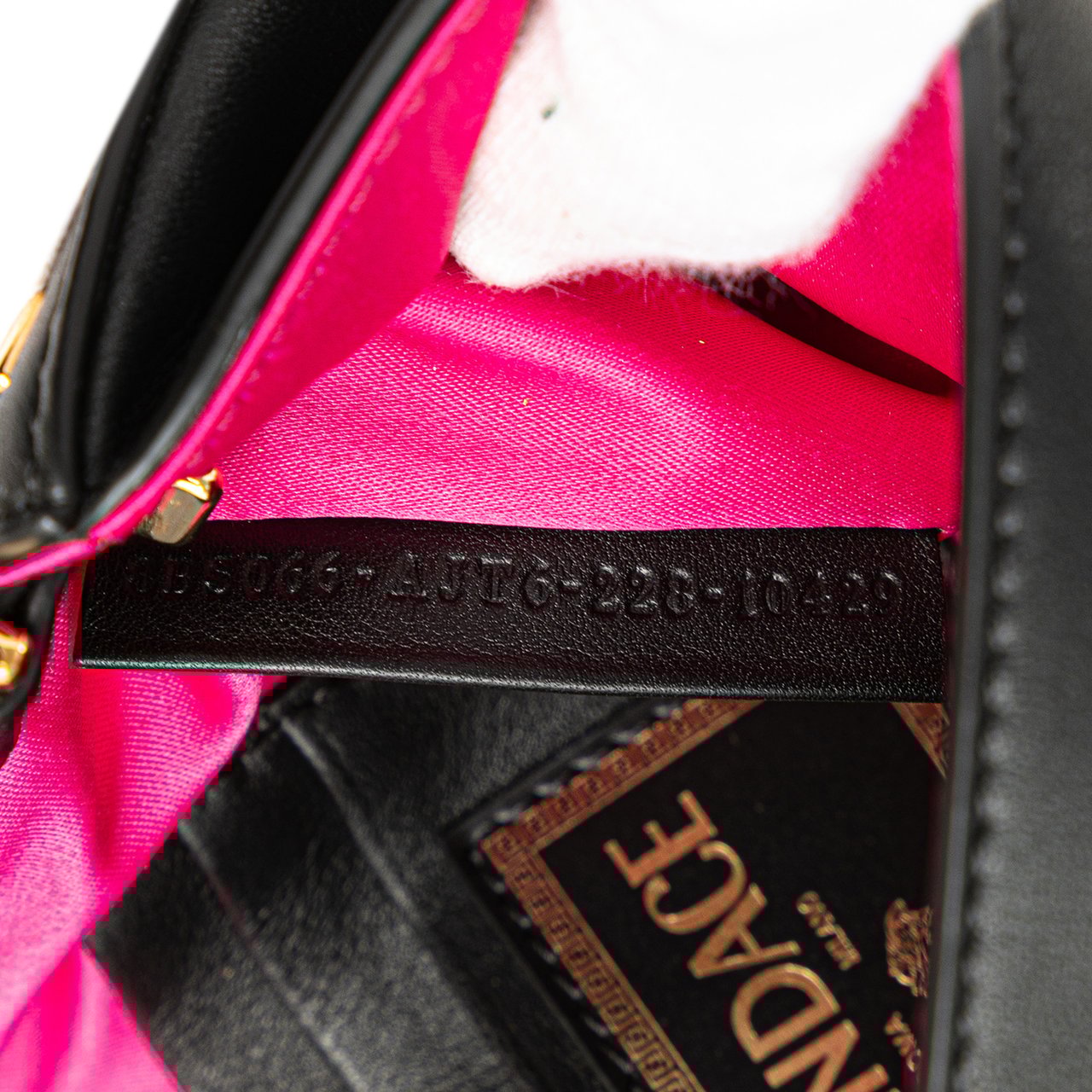 Fendi Versace Vitello Seta Fendace Mini Brooch Baguette Satchel Zwart