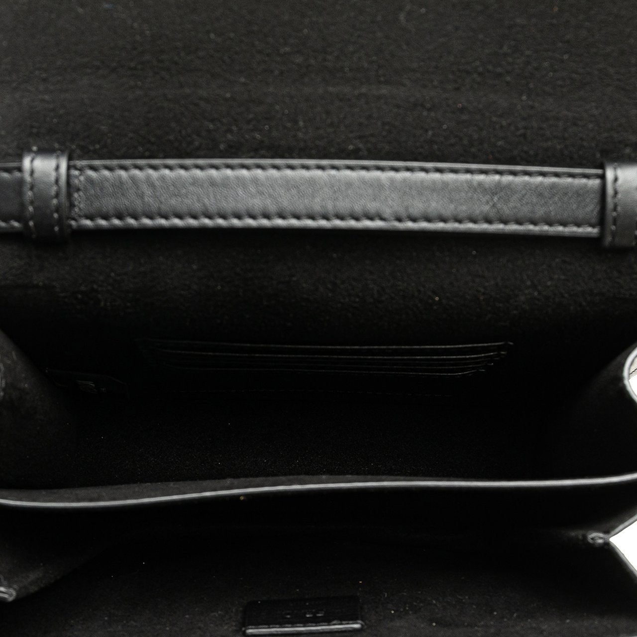 Fendi Leather Crystal Fab Crossbody Zwart