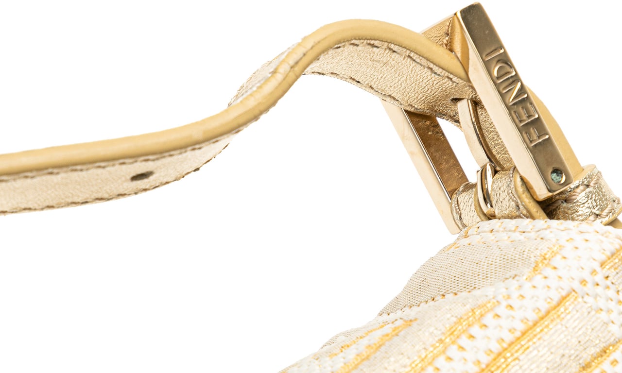 Fendi Zucca Metallic Lurex Baguette Goud