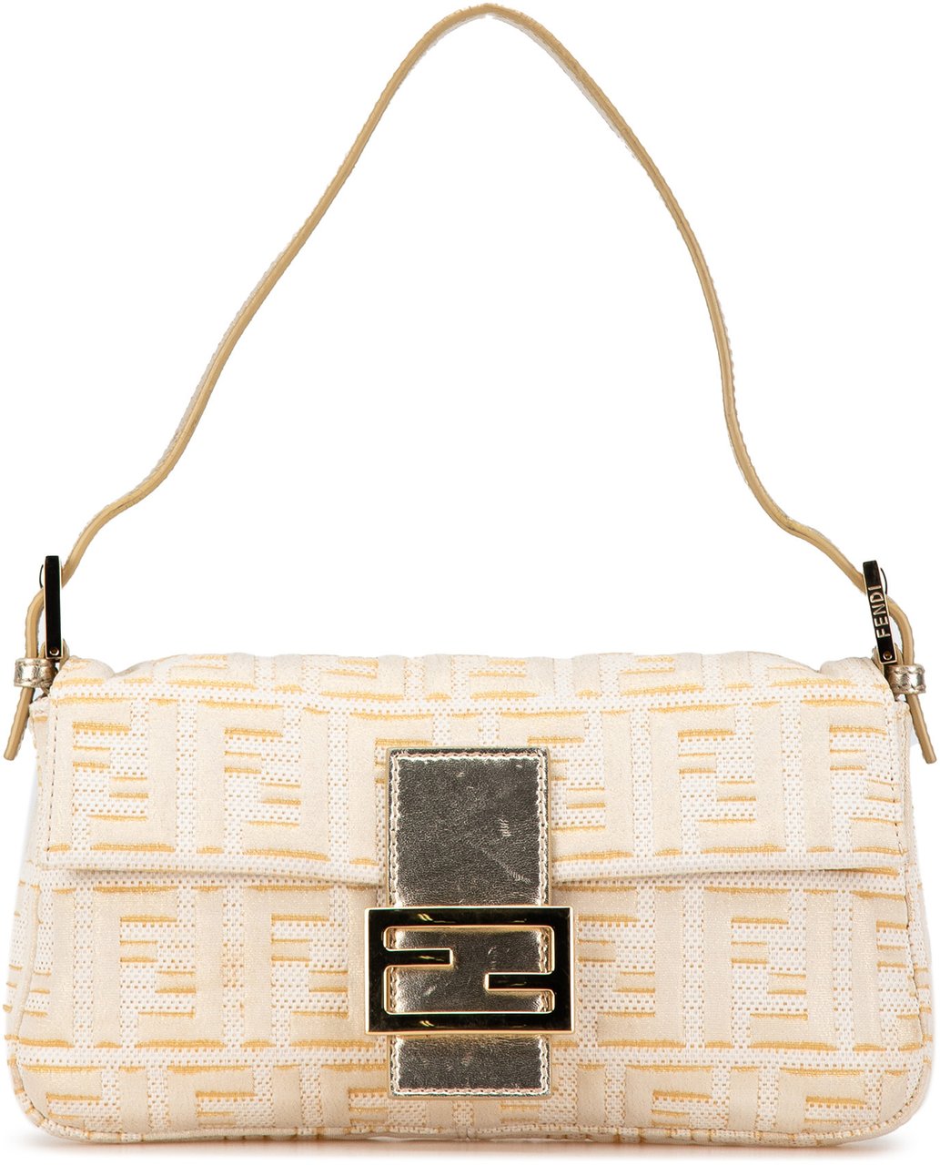 Fendi Zucca Metallic Lurex Baguette Goud