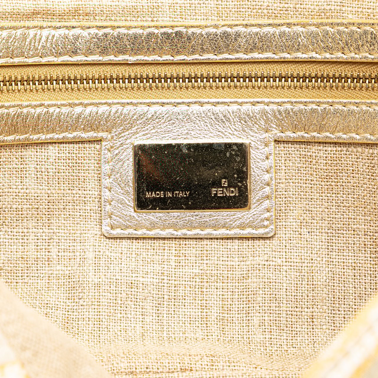 Fendi Zucca Metallic Lurex Baguette Goud