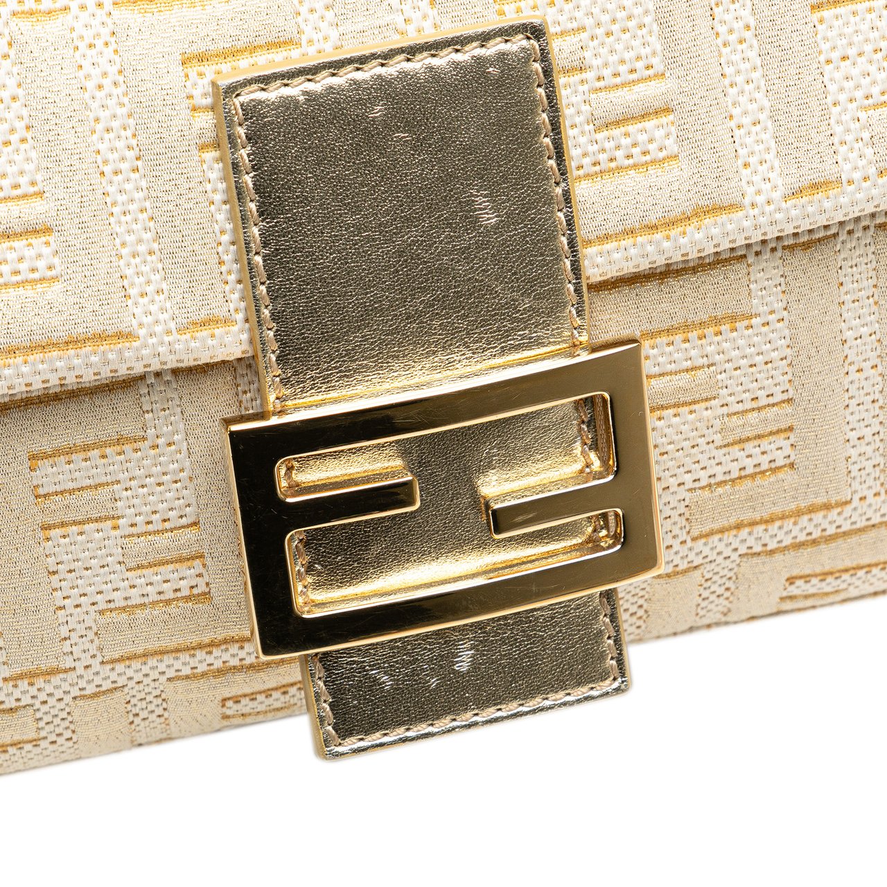 Fendi Zucca Metallic Lurex Baguette Goud