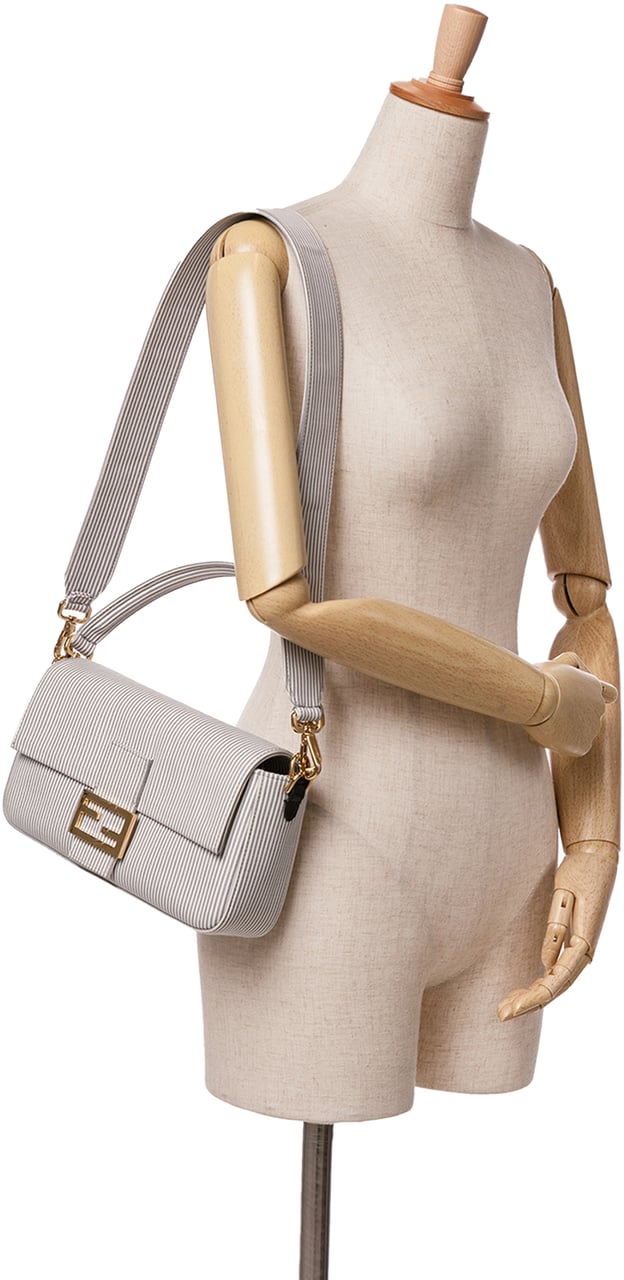 Fendi Striped Jersey Baguette Satchel Wit