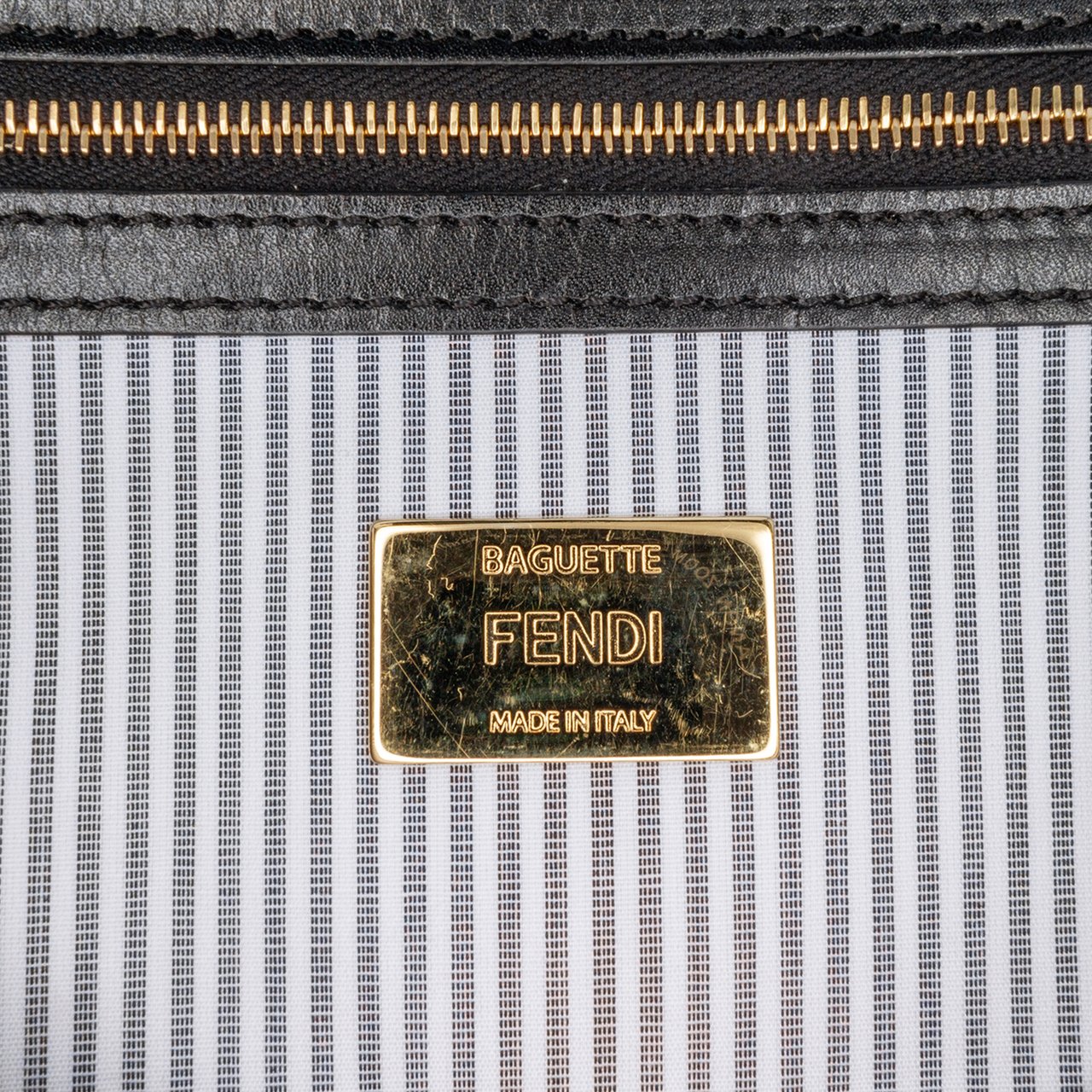 Fendi Striped Jersey Baguette Satchel Wit