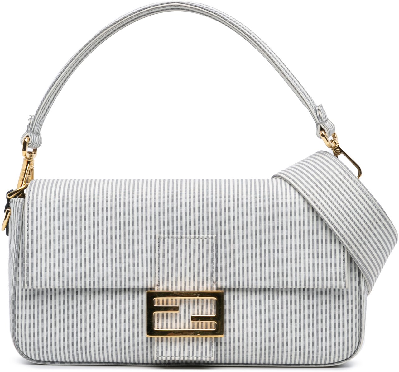 Fendi Striped Jersey Baguette Satchel Wit