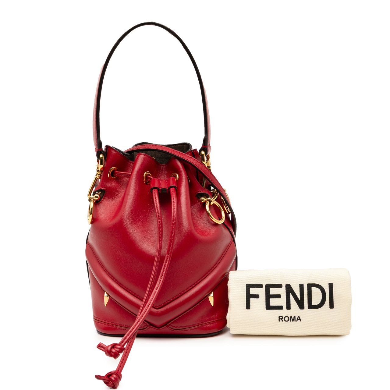 Fendi Mini Leather Mon Tresor Bucket Bag Rood