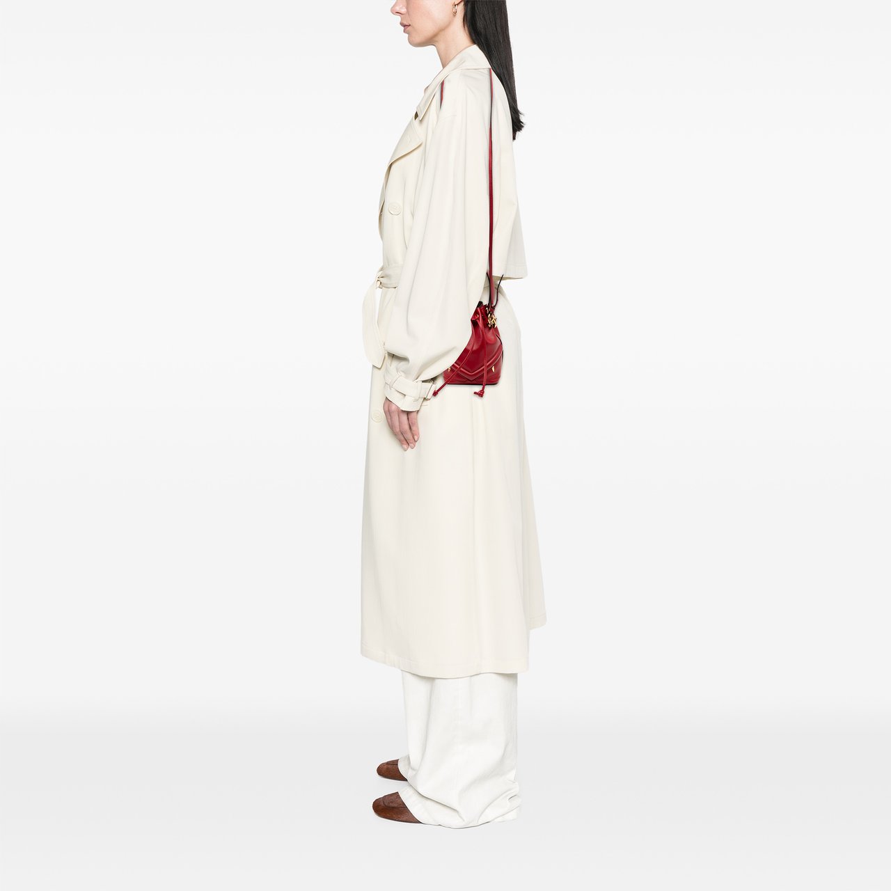 Fendi Mini Leather Mon Tresor Bucket Bag Rood