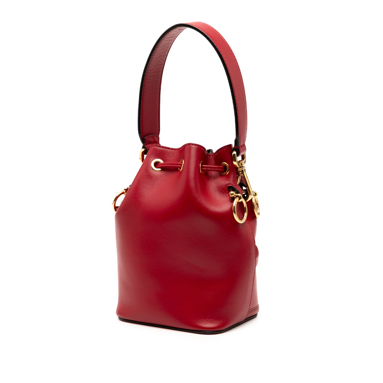 Fendi Mini Leather Mon Tresor Bucket Bag Rood