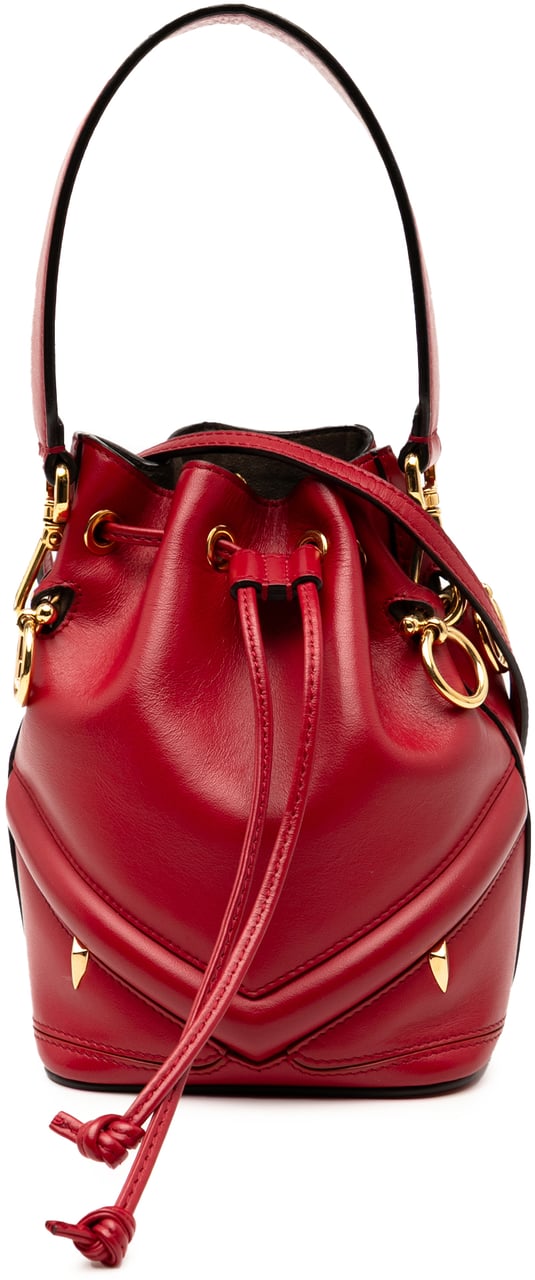 Fendi Mini Leather Mon Tresor Bucket Bag Rood