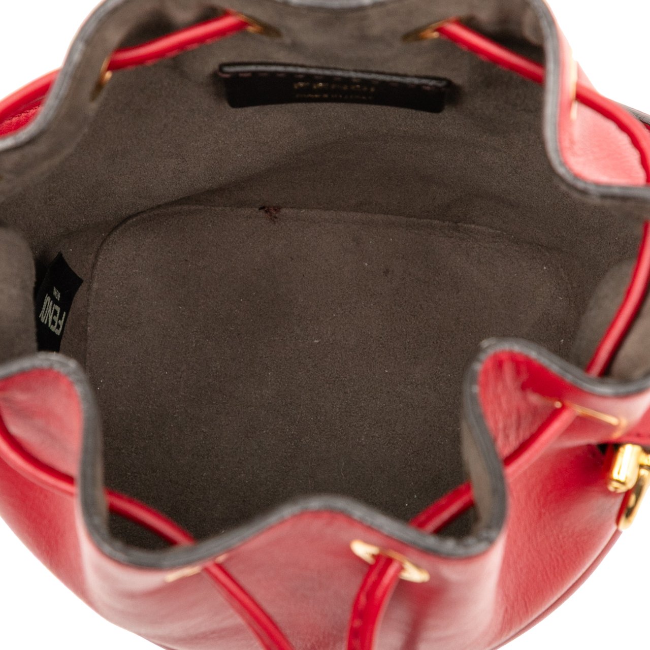 Fendi Mini Leather Mon Tresor Bucket Bag Rood