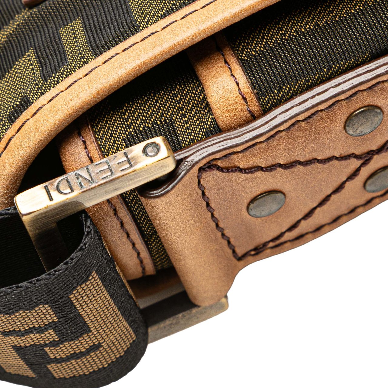 Fendi Mini FF Zucca Canvas Crossbody Bruin